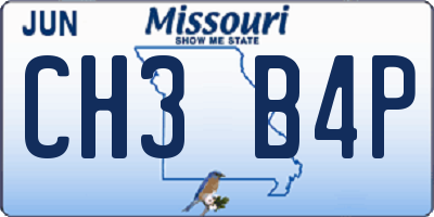 MO license plate CH3B4P