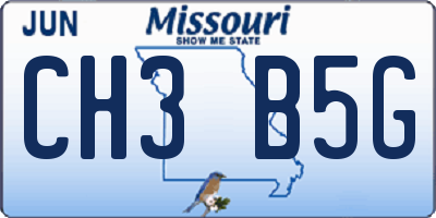 MO license plate CH3B5G