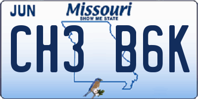 MO license plate CH3B6K