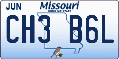 MO license plate CH3B6L