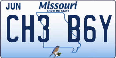 MO license plate CH3B6Y