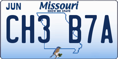 MO license plate CH3B7A