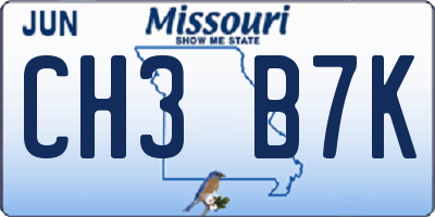 MO license plate CH3B7K