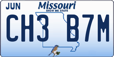 MO license plate CH3B7M