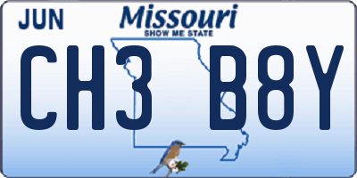 MO license plate CH3B8Y
