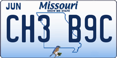 MO license plate CH3B9C