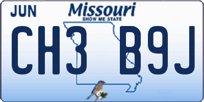 MO license plate CH3B9J