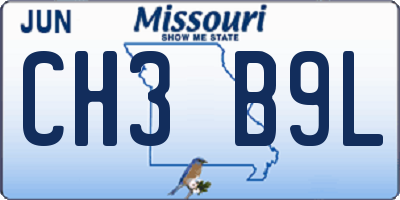 MO license plate CH3B9L