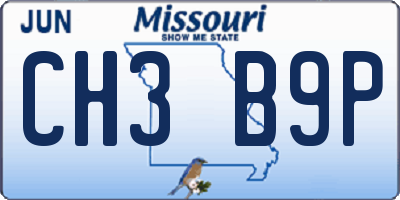 MO license plate CH3B9P