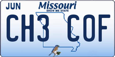 MO license plate CH3C0F