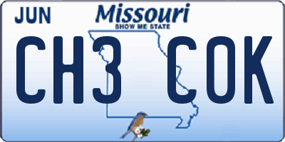 MO license plate CH3C0K