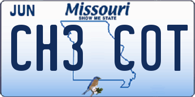 MO license plate CH3C0T