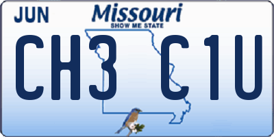 MO license plate CH3C1U