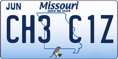 MO license plate CH3C1Z