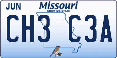 MO license plate CH3C3A