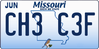 MO license plate CH3C3F