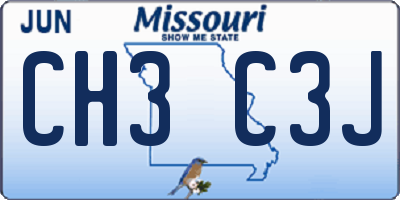 MO license plate CH3C3J
