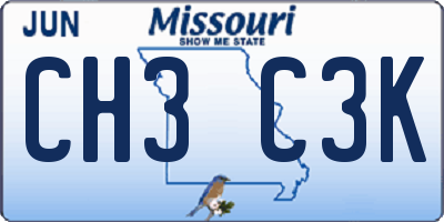 MO license plate CH3C3K