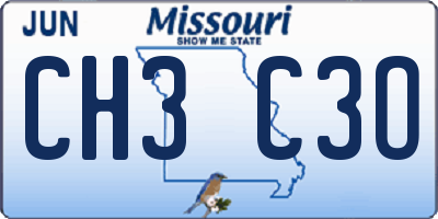MO license plate CH3C3O