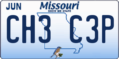 MO license plate CH3C3P