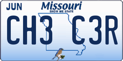 MO license plate CH3C3R