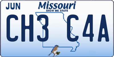 MO license plate CH3C4A