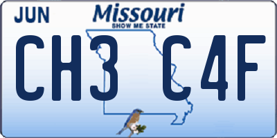 MO license plate CH3C4F