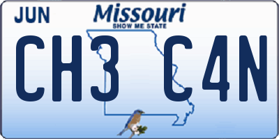 MO license plate CH3C4N