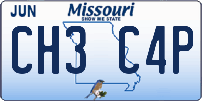 MO license plate CH3C4P