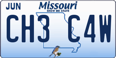 MO license plate CH3C4W