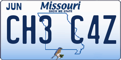 MO license plate CH3C4Z
