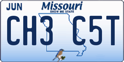MO license plate CH3C5T