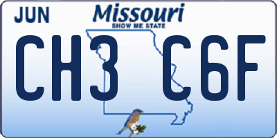 MO license plate CH3C6F