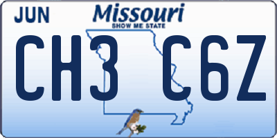 MO license plate CH3C6Z