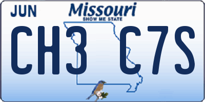 MO license plate CH3C7S