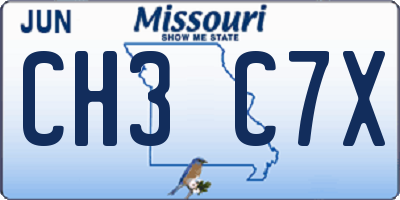 MO license plate CH3C7X