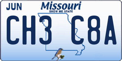 MO license plate CH3C8A