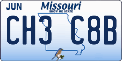 MO license plate CH3C8B