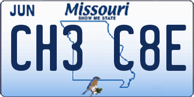 MO license plate CH3C8E
