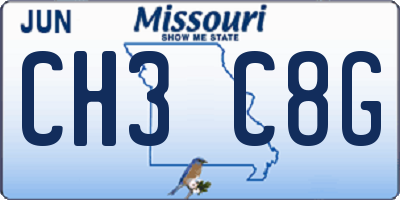 MO license plate CH3C8G