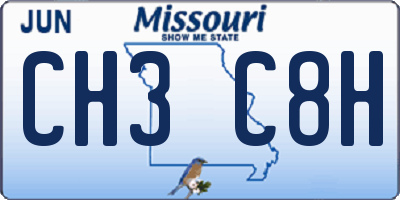 MO license plate CH3C8H