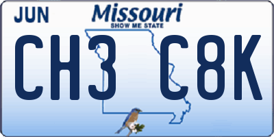 MO license plate CH3C8K