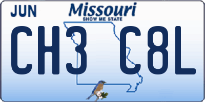 MO license plate CH3C8L