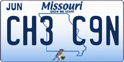 MO license plate CH3C9N