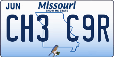 MO license plate CH3C9R
