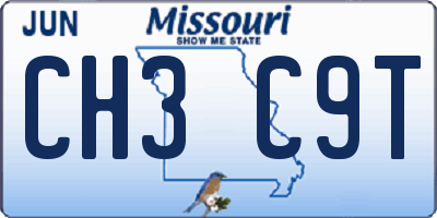 MO license plate CH3C9T