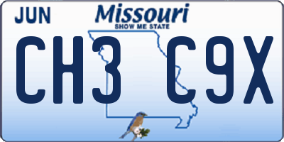 MO license plate CH3C9X