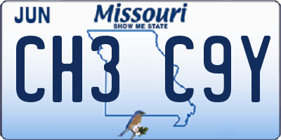 MO license plate CH3C9Y