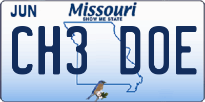MO license plate CH3D0E