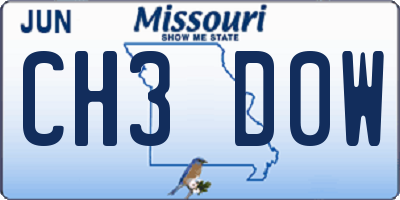 MO license plate CH3D0W